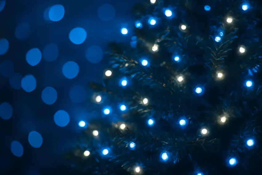 christmas tree lights blue and white