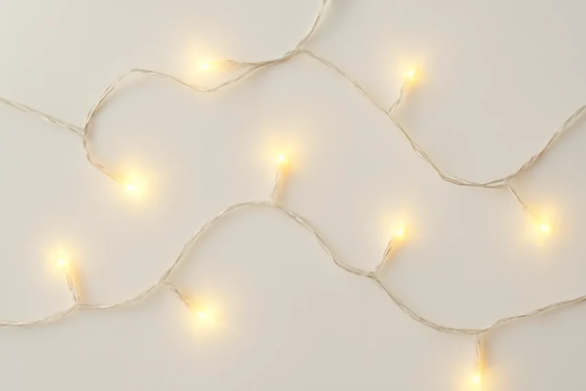 christmas tree lights on clear cable