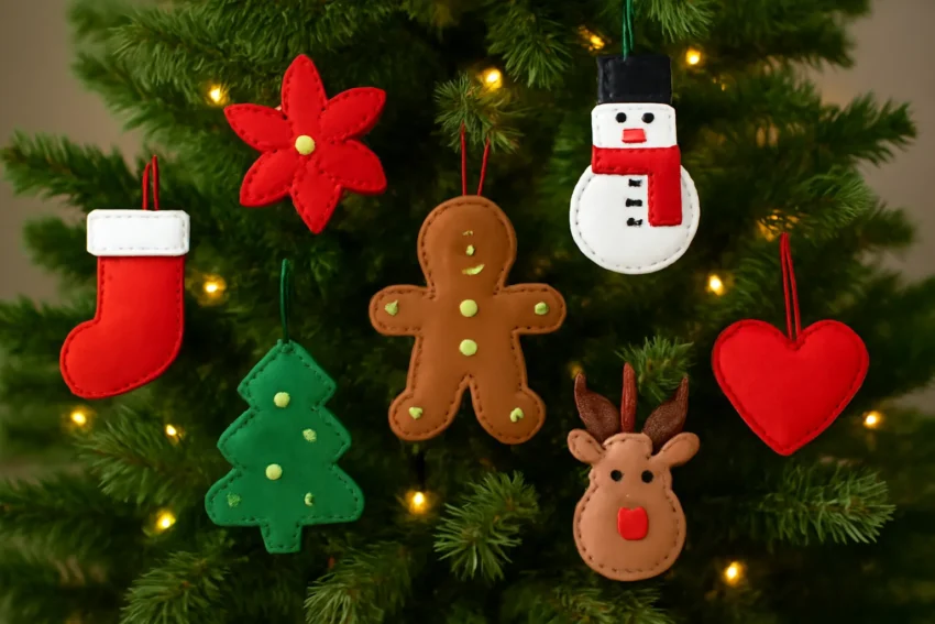 christmas tree with felt decorations