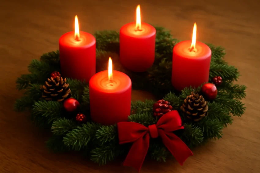 christmas wreath candles