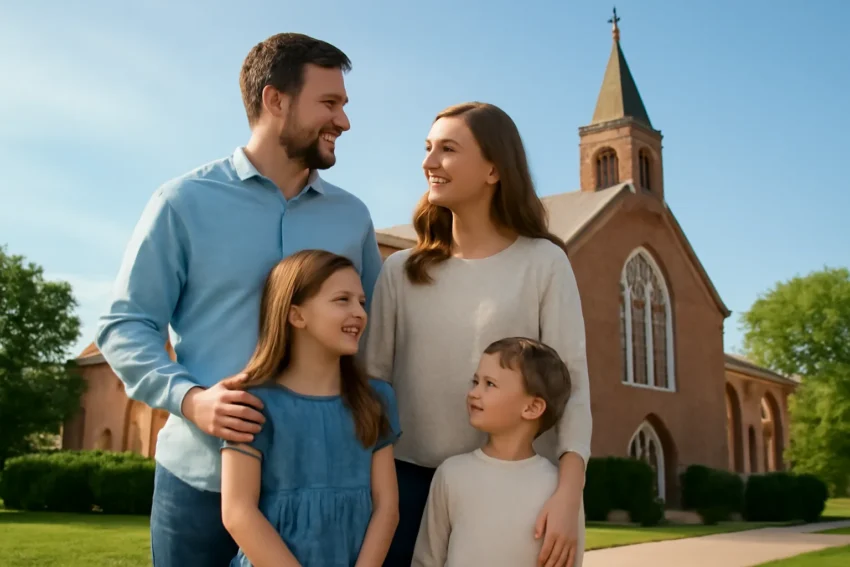 church with family